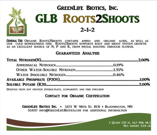 2 oz. Organic GLB Roots2Shoots -Roots Accelerant Sample  **Add On Product**